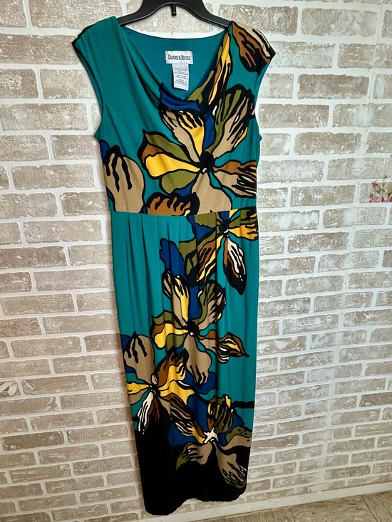 Danny & Nicole Dresses & Skirts - Danny & Nicole Teal Floral Maxi Dress with Yellow, Blue & Brown Accents